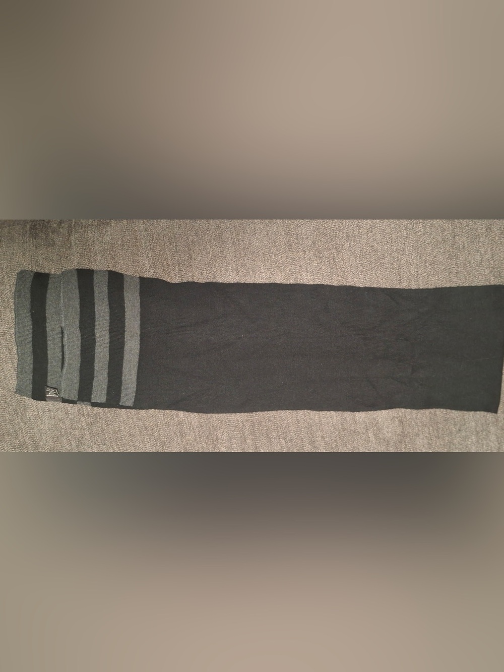 Men Black with Gray Stripe Scarf